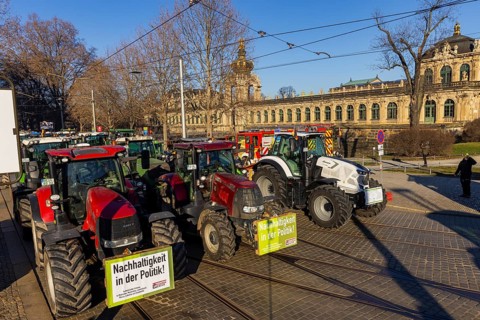 Farmers' protest action, Dresden, Saxony, Germany, Europe