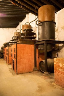 Old distilling equipment for brandy cognac production in Gonzalez Byass bodega, Jerez de la
