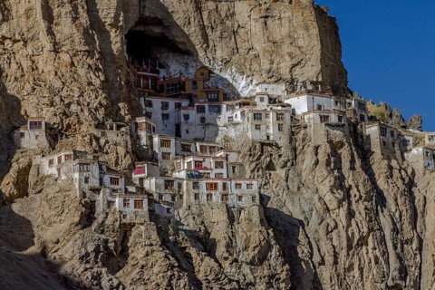 Phugtal Gompa, one of the most spectacularly located Buddhist monasteries of Ladakh, which clings