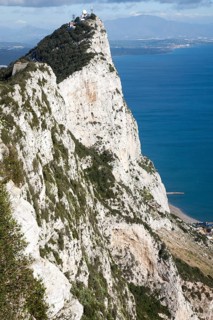 Sheer white rock mountainside the Rock of Gibraltar, British territory in southern Europe