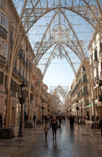 City centre street with Christmas decorations, Calle Molino Lario, Malaga, Spain, Europe
