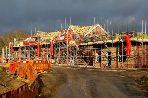 Building site construction new homes, Persimmon housing estate, Honours Meadow, Rendlesham,