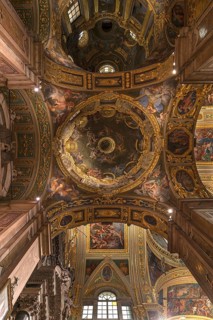 Vaults and dome of the baroque Chiesa del Gesu, built at the end of the 16th century, Via di Porta