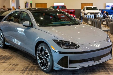 Pontiac, Michigan USA, 4 January 2024, The Hyundai Ioniq 6 electric car was runner-up in the North
