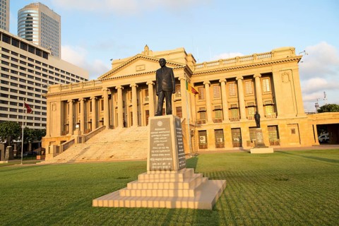 Old Parliament Building now the Presidential Secretariat offices, Colombo, Sri Lanka and modern