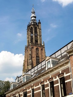 Gothic church clock tower, Onze Lieve Vrouwetoren, Amersfoort, Netherlands