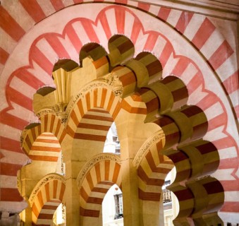 Moorish arches in the former mosque now cathedral, Cordoba, Spain, Europe