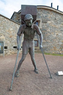 Bronze sculpture in the harbour of the archipelago island of Marstrandsoe, Marstrand, Vaestra