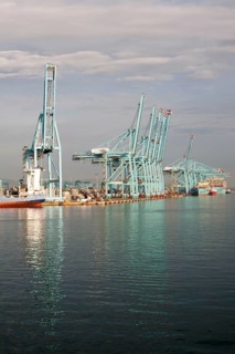 Large cranes APM Terminals container ship port at Algeciras, Cadiz Province, Spain, Europe