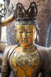 Brass Buddha figure, Gangaramaya Buddhist Temple, Colombo, Sri Lanka, Asia