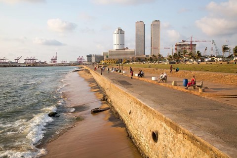 Twin towers of World Trade Centre and modern hotels, central business district, Colombo, Sri Lanka,