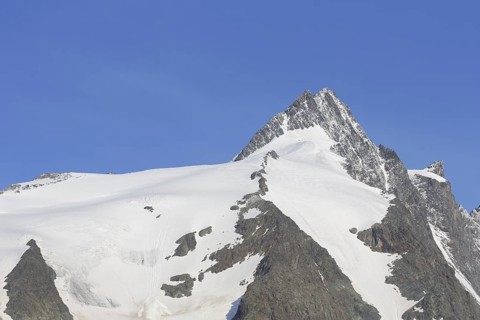 Grossglockner, Grossglockner and the Adlersruhe and Erzherzog-Johann Huette in the Hohe Tauern