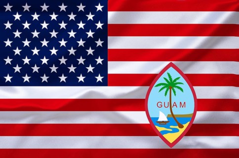 The flag of the USA with the coat of arms of Guam, Studio