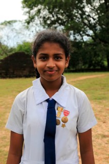 Portrait of school girl, Polonnaruwa, North Central Province, Sri Lanka, Asia