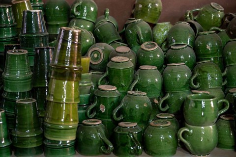 Handmade ceramic products in a pottery, Tamegroute, Morocco, Africa