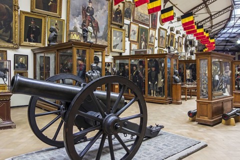 Collection of 19th century muzzleloading black powder cannons, weapons and uniforms at the Royal