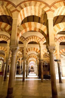 Moorish arches in the former mosque now cathedral, Cordoba, Spain, Europe