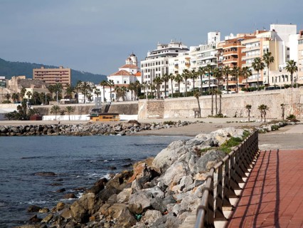 Sandy beach Calle Independencia, Ceuta, Spanish territory in north Africa, Spain, Europe