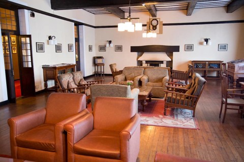 Interior of British colonial period Hill Club, Nuwara Eliya, Sri Lanka, Asia