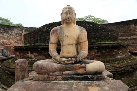 Seated Buddha in Vatadage building, The Quadrangle, UNESCO World Heritage Site, the ancient city of