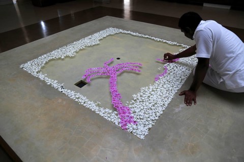 Frangipani petal picture in waterAmaya Beach Resort and Spa hotel, Pasikudah Bay, Eastern Province,