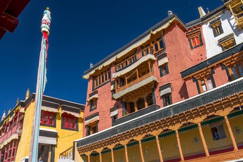 One of the main buildings in Thikse Gompa, the Buddhist monastery of Central Ladakh, which belongs