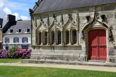 Ossuary from the 16th century, enclosed parish of Enclos Paroissial de Pleyben, Finistere