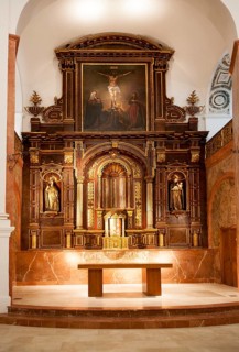 Elaborately decorated altar inside Iglesia Santo Cristo de la Salud, Malaga, Spain, Europe