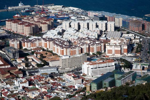 High density modern apartment block housing, Gibraltar, British overseas territory in southern