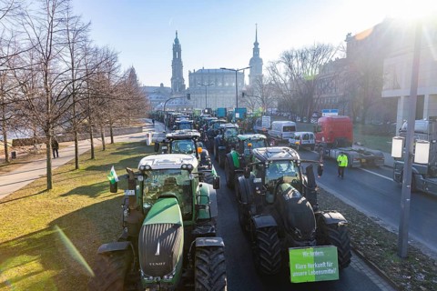 Farmers' protest action, Dresden, Saxony, Germany, Europe