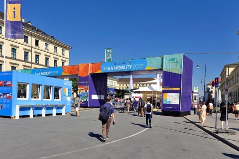 Entrance to the IAA Mobility 2023 at Odeonsplatz, Munich, Bavaria, Germany, Europe