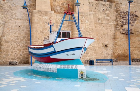 Memorial to fishermen lost at sea Melilla autonomous city state Spanish territory in north Africa,
