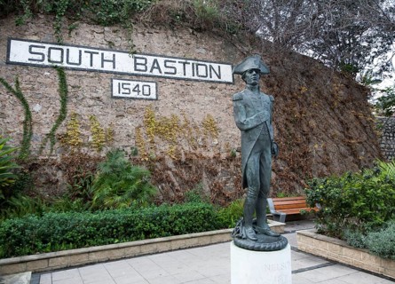 Statue of Admiral Lord Nelson at South Bastion, Gibraltar, British terroritory in southern Europe,