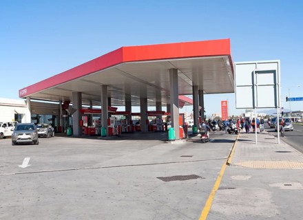 Cepsa Petrol Station on Winston Churchill Avenue, Gibraltar, British terroritory in southern