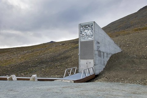 Entrance to the Svalbard Global Seed Vault, largest seed bank in the world and backup facility for