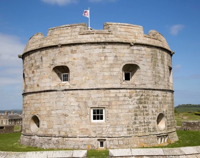Historic buildings at Pendennis Castle, Falmouth, Cornwall, England, UK