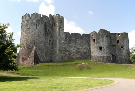 Walls of Chepstow Castle, Monmouthshire, Wales, UK