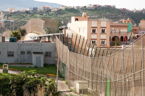 High security fences separate the Spanish exclave of Melilla, Spain from Morocco, north Africa,