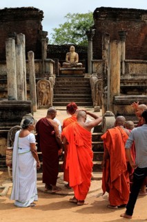 Seated Buddha in Vatadage building, The Quadrangle, UNESCO World Heritage Site, the ancient city of