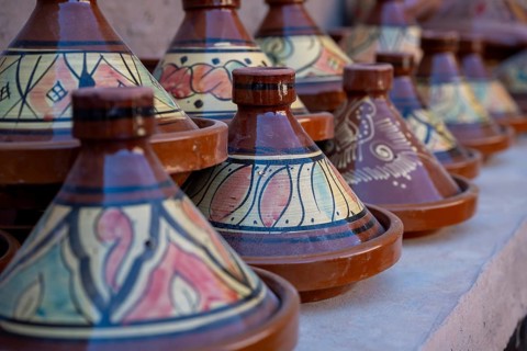 Handmade ceramic products in a pottery, Tajine, Tamegroute, Morocco, Africa