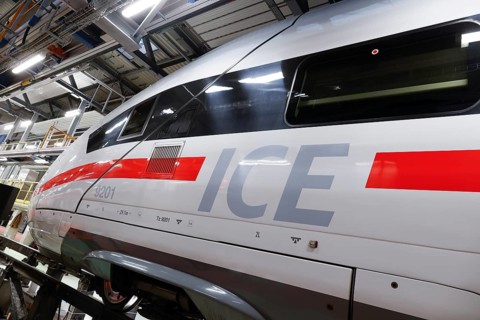 A Deutsche Bahn ICE train stands at the ICE plant in Berlin Rummelsberg, Berlin, 20 December 2022