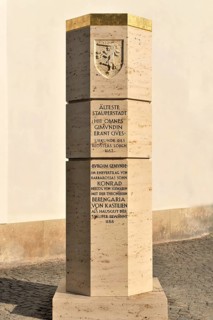 Staufer stele, erected and inaugurated on Johannisplatz on 31 March 2012 as part of the town's 2012