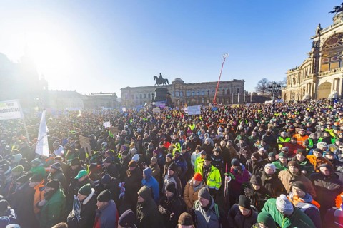Farmers' protest action, Dresden, Saxony, Germany, Europe