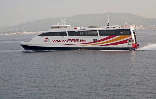 FRS fast ferry approaching Port of Algeciras, Spain, Europe