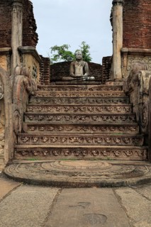 Seated Buddha in Vatadage building, The Quadrangle, UNESCO World Heritage Site, the ancient city of