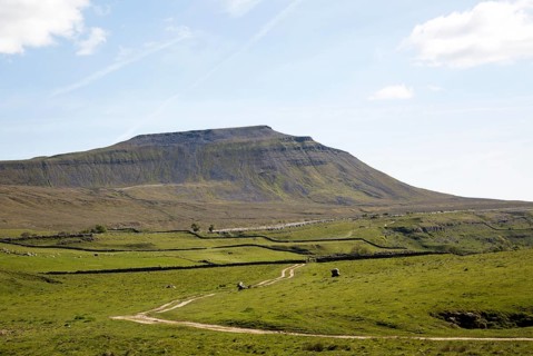 Carboniferous limestone scenery, Ingleborough Hill, Yorkshire Dales national park, England, UK