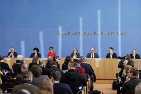 Christian Leye, MP, Amira Mohamed Ali, Dr Sahra Wagenknecht, Prof. Dr Shervin Haghsheno, university