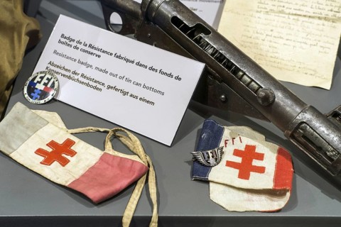 FFI armbands and badges of the Forces francaises de l'interieur, French Resistance interior force