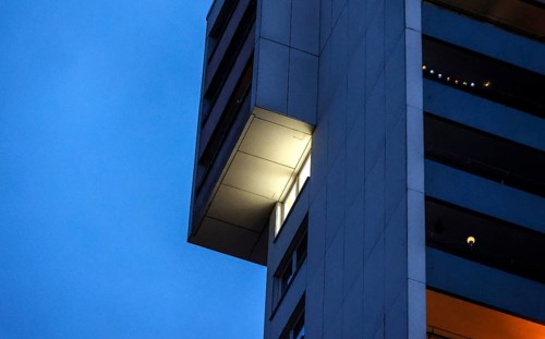 Illuminated flat in a tower block in Gropiusstadt. The rise in rents in German cities has increased