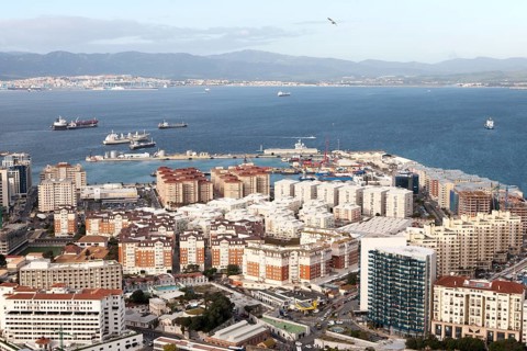 High density modern apartment block housing, Gibraltar, British overseas territory in southern